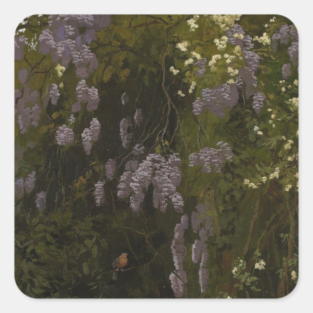 Adesivo Quadrado Wisterias in Bloom - Composição Floral (Frente)