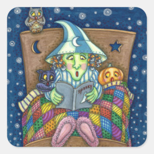 ADESIVO QUADRADO WITCH CONTAR HISTÓRIAS DO BEDTIME, HALLOWEEN