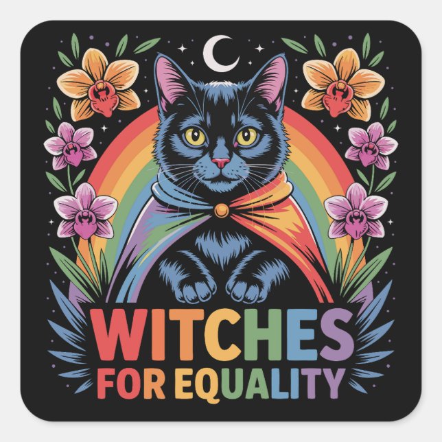 Adesivo Quadrado Witches For Equality Feminist (Frente)