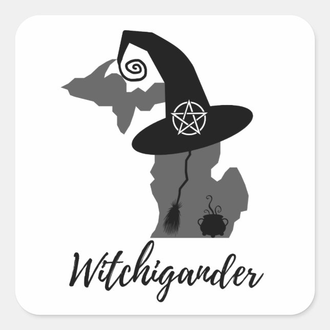 Adesivo Quadrado Witchigander - Bruxa de Michigan (Frente)