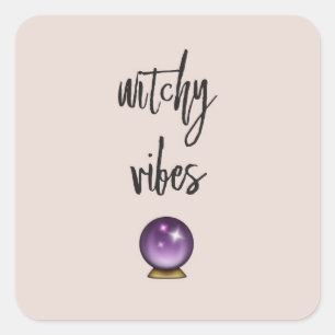 Adesivo Quadrado Witchy Vibes Sticker Crystal Ball Emoji