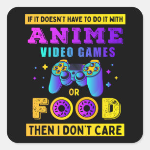 Adesivo Quadrado with anime video games or food cool boy present
