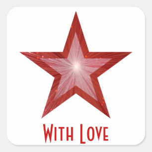 Adesivo quadrado 'With Love' da Estrela Vermelha b