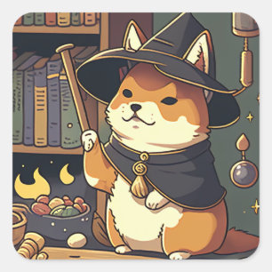 Adesivo Quadrado Wizard Shiba Inu