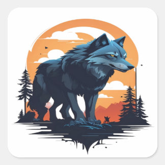 Adesivo Quadrado Wolf 06