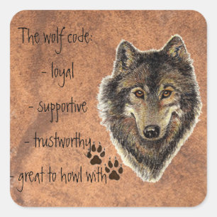 Adesivo Quadrado Wolf Code Cote, Wolves Animal