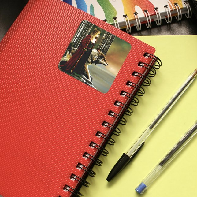 Adesivo Quadrado Wolf Fantasy Blonde Sorceress (Criador carregado)