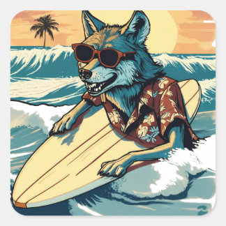 ADESIVO QUADRADO WOLF NA PRAIA DE HAWAII PARA VACAÇÃO DE VERÃO