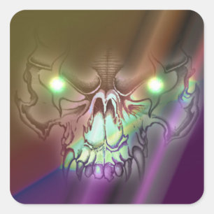 Adesivo Quadrado Wolf Skull