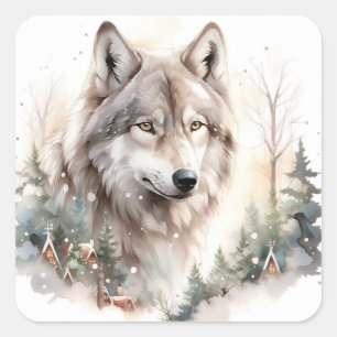 Adesivo Quadrado Wolf Stickers