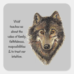 Adesivo Quadrado Wolf totem Inspiration Spirit Guide Animal