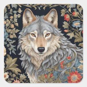 Adesivo Quadrado Wolf William Morris, Cinza Noble, Inspirado