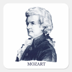 Adesivo Quadrado Wolfgang Amadeus Mozart, azul
