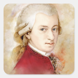 Adesivo Quadrado Wolfgang Amadeus Mozart na aguarela estilo