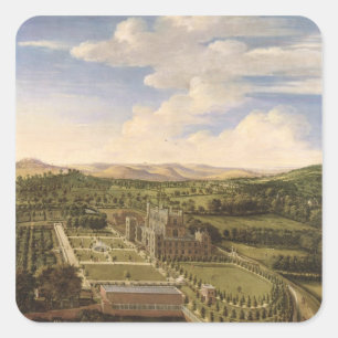Adesivo Quadrado Wollaton Salão e parque, Nottingham, 1697 (óleo