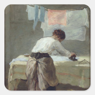 Adesivo Quadrado Woman Ironing