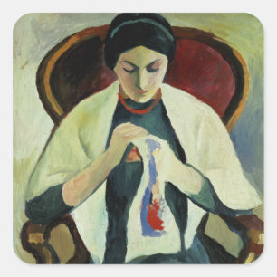 Adesivo Quadrado Woman Sewing
