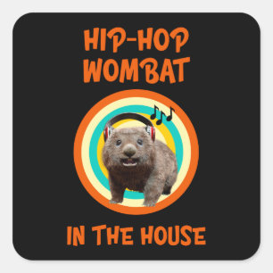Adesivo Quadrado Wombat de Hip-hop Engraçado em Casa