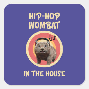 Adesivo Quadrado Wombat de Hip-hop Engraçado em Casa