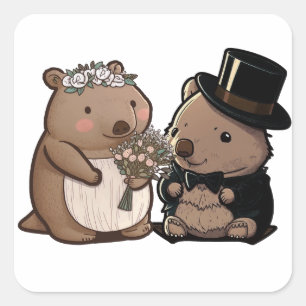 Adesivo Quadrado Wombat Wedding