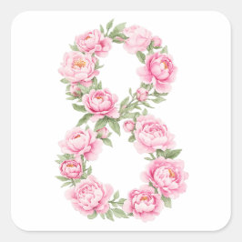 Adesivo Quadrado Women’s Day Peony Flower for March 8 