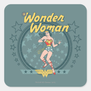 Adesivo Quadrado Wonder Woman Distressed Star Design