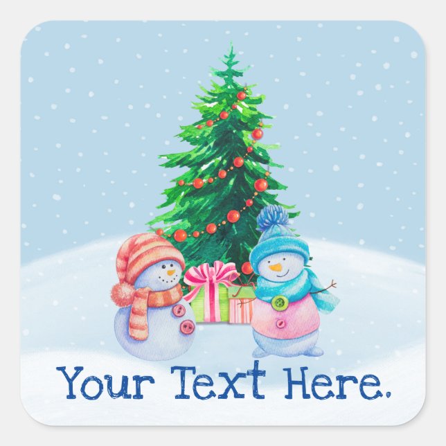 Adesivo Quadrado Wonderland Snowmen Sticker (Frente)