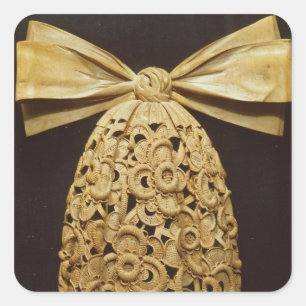 Adesivo Quadrado Woodcarving de um lenço