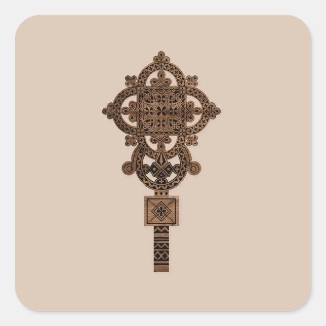 Adesivo Quadrado Wooden Hand Cross  (Frente)
