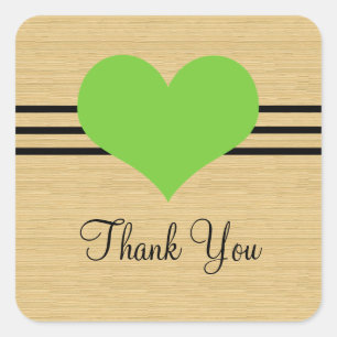 Adesivo Quadrado Woodgrain Mod Heart Obrigado Stickers, Green