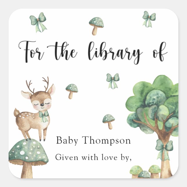 Adesivo Quadrado Woodland Deer - para a biblioteca de (Frente)