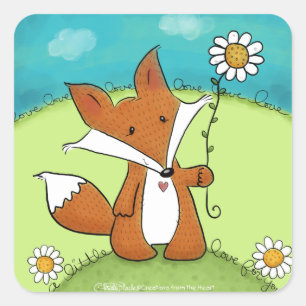 Adesivo Quadrado Woodland Fox Little Love para Você