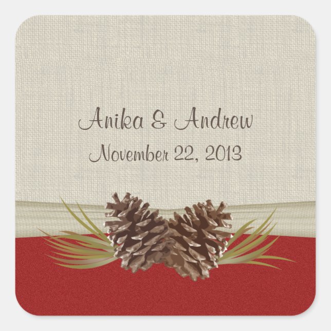 Adesivo Quadrado Woodland Pinecones (Frente)