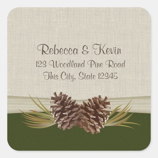 Adesivo Quadrado Woodland Pinecones (Frente)