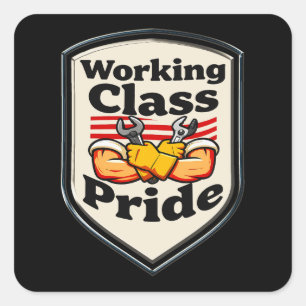 Adesivo Quadrado Working Class Pride Badge – Blue Collar Worker