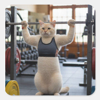 Adesivo Quadrado Workout Cat Sticker