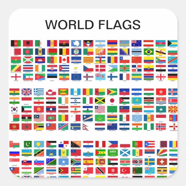 Adesivo Quadrado World Flags (Frente)