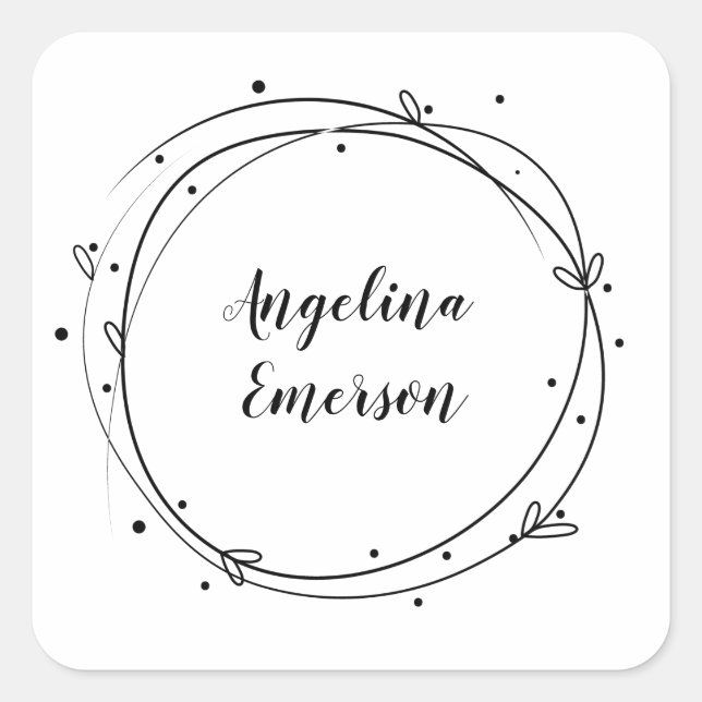 Adesivo Quadrado Wreath Feminina, Joia Feita à Mão, Brugada (Frente)