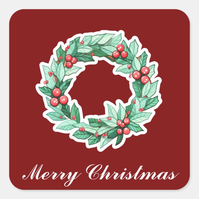 Adesivo Quadrado Wreath Natal (Frente)