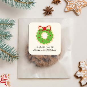 Adesivo Quadrado Wreath Natal Rainbow Sprinkles Cookie