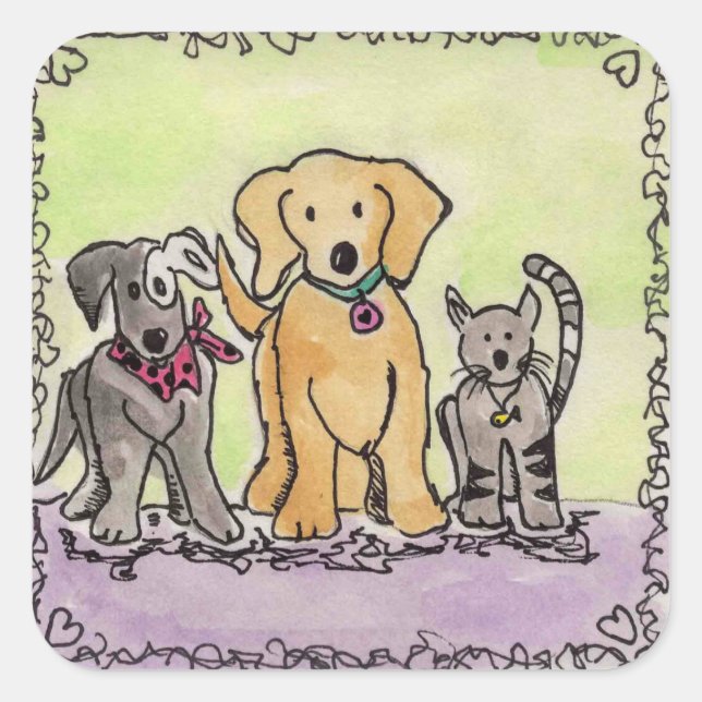 Adesivo Quadrado Wren, Robby e Jay Sticker (Frente)