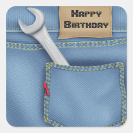 Adesivo Quadrado Wrench em Jean Pocket para o aniversário