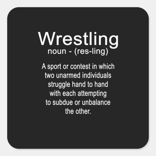 Adesivo Quadrado Wrestling Definition Fight Wrestle Martial Art (Frente)