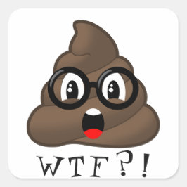 Adesivo Quadrado WTF Engraçado Poop Emoji Com Vidro