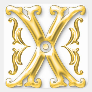 Adesivo Quadrado X Stickers iniciais em Dourado