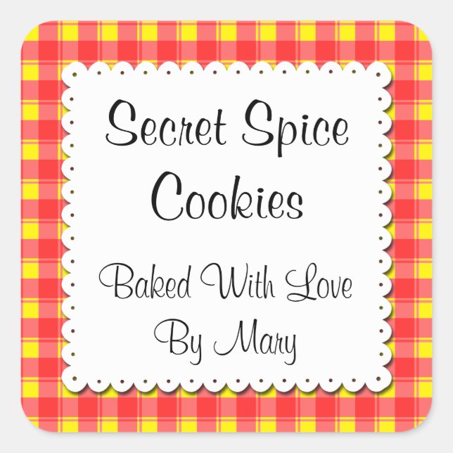 Adesivo Quadrado Xadrez Amarelo Vermelho, Autocolantes (Frente)