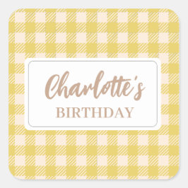 Adesivo Quadrado xadrez amarelo vichy estilo preppy plaid check
