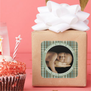 Adesivo Quadrado Xadrez Baby Boy Photo Stickers