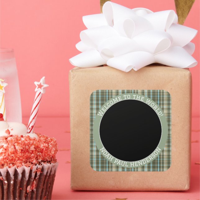 Adesivo Quadrado Xadrez Baby Boy Photo Stickers (Festa)