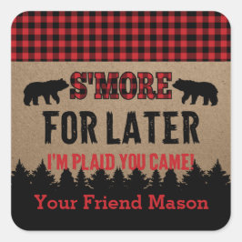 Adesivo Quadrado Xadrez Buffalo Lumberjack S'more Favor Sticker